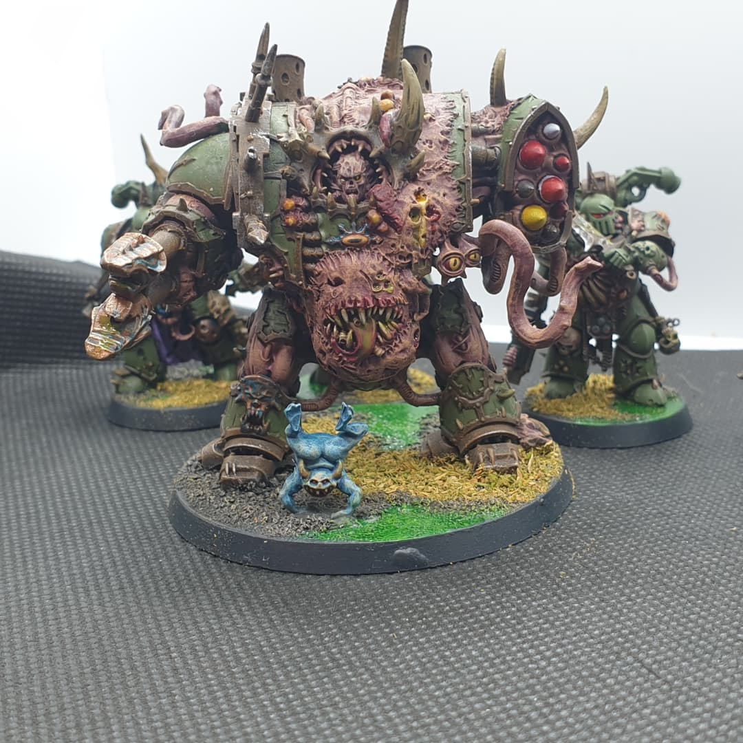 ElCone93's tweet photo. @warhammer These have gotta be some of my favorites - Warboss from a beast boss, grossified Helbrute, my Death Guard lord from the bellboi and my Kustom Mega Kannons from a Trukk kit! https://t.co/rZKf4dHdfE