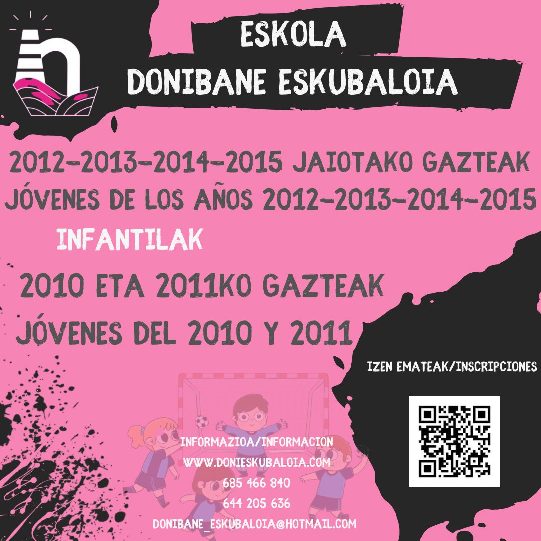 Donibaneet's tweet photo. ADI! 2010etik Aurrera jaio bazara, etorri gurekin eskubaloiaz gozatzera!

¡ATENCIÓN! Si has nacido más tarde que el 2010 ven a disfrutar del balonmano con nosotros. 

#gipuzkoa #gipuzkoaeskubaloia #euskaleskubaloifederazioa https://t.co/smqmpuGfSN