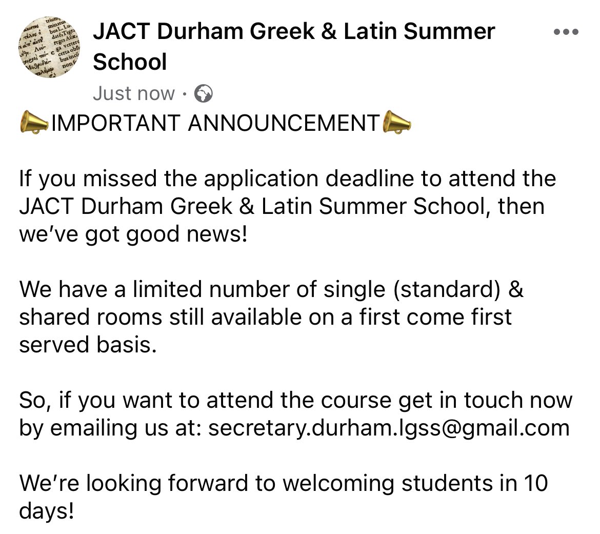 Jact JACT Durham Greek & Latin Summer School on Twitter: