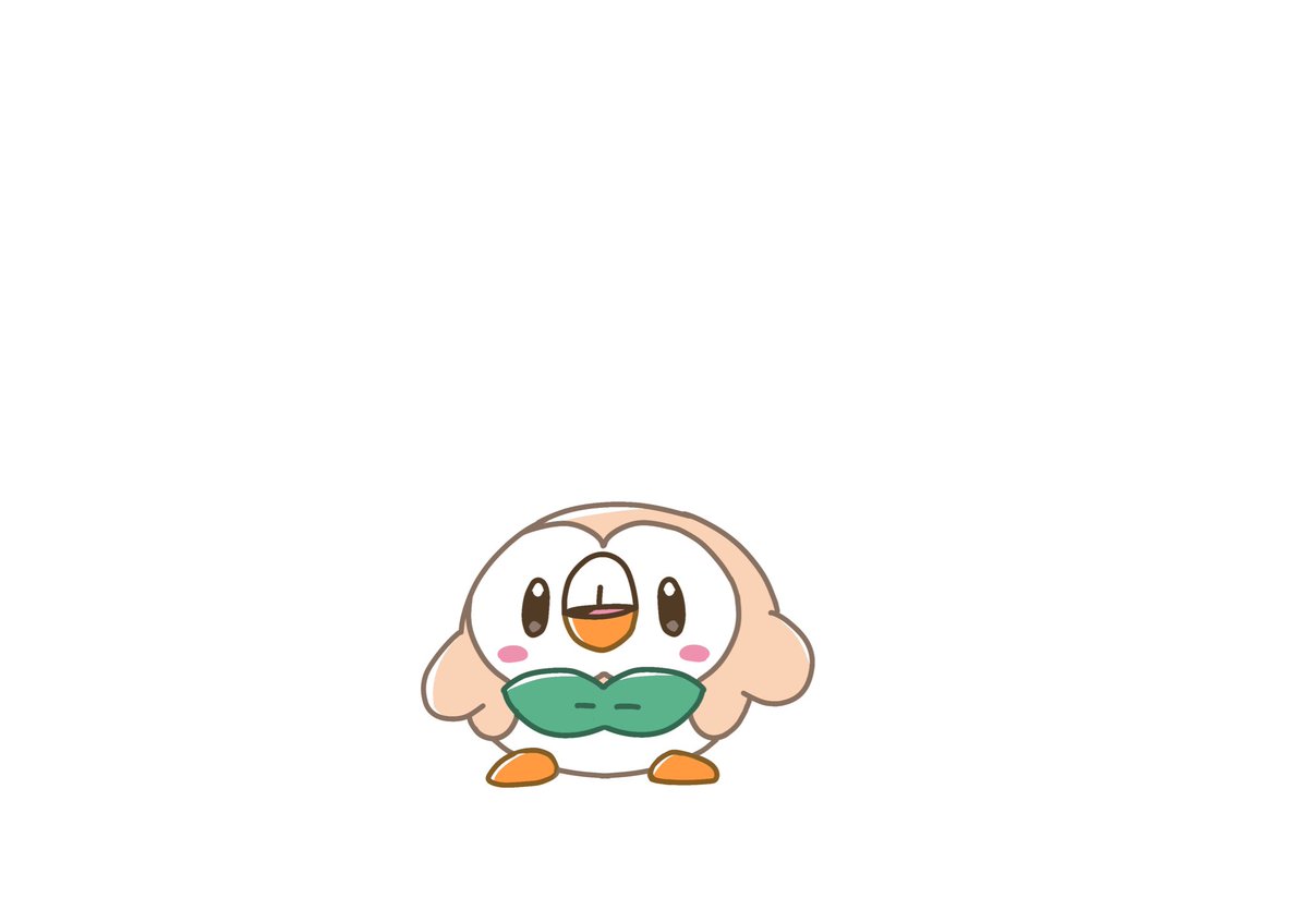 rowlet pokemon (creature) no humans white background simple background solo standing blush stickers  illustration images