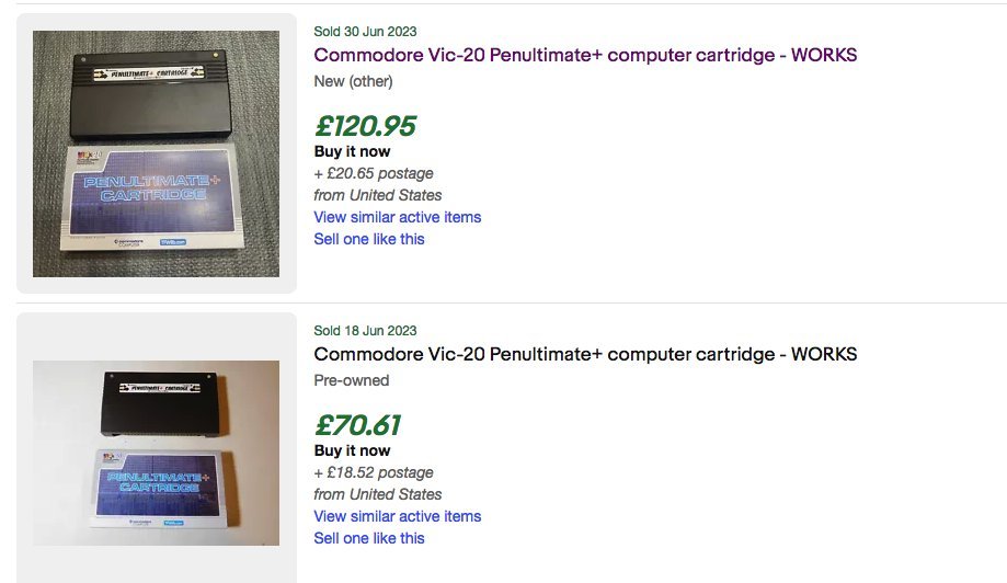 futurewas8bit's tweet photo. #FUNFACT People are selling the 'old' Penultimate+ on the fleebays for more than a NEW #PenultimatePlus2 from my store. Does this mean it's officially a #retrocollectable? Probably not!
Anywho, the PU+2 is currently £69.99 on my site https://t.co/A8rmDy1O4b #VIC20 https://t.co/ywDQumY2Jb