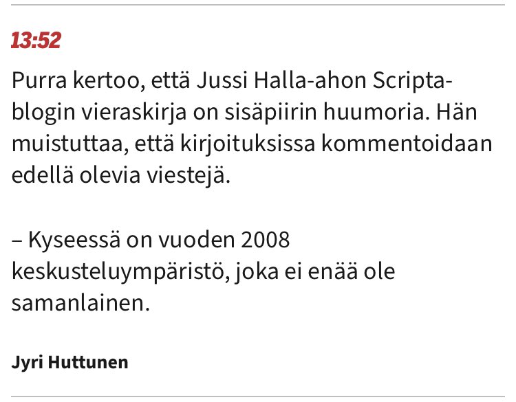 imperikari's tweet image. ”Sisäpiirin huumoria”.

Siis voiko olla tosissaan??

#scripta 
#thisishumor 
#nokidding