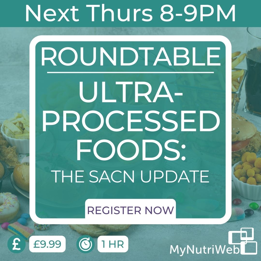 The long awaited SACN report on processed foods has been published❗ Thrilled to be hosting a special ed. roundtable to make sense of the findings: Inc: @DrDuaneRD @TanyaHaffnerRD @nicsnutrition @HelloHealthyYou & @GavinWren ✳️ Not be missed, sign up➡️bit.ly/3O7q9fI