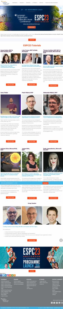Have you secured your @EuropeanSP ticket for 10 incredible deep dive tutorials for #ESPC23? 🙌✅#Microsoft365, Microsoft Identity Platform, #AI &amp; #Azure, #ChatGPT, #PowerApps &amp; #PowerAutomate, #Purview, #Viva &amp; #Syntex, #Security, &amp; #MicrosoftTeams.
sharepointeurope.com/espc23-tutoria…