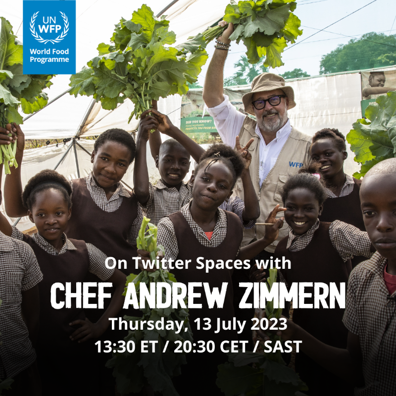 WFP's tweet photo. Communities in #Zambia are facing the 🔥 climate challenge head-on.

⏰Join us Thursday on #TwitterSpaces as we talk to 🎙️Chef @andrewzimmern about the innovative solutions people are using to forge better futures.

With 🎙️@PhiriTomson, and co-hosts @WFP_SAfrica and @WFPUSA