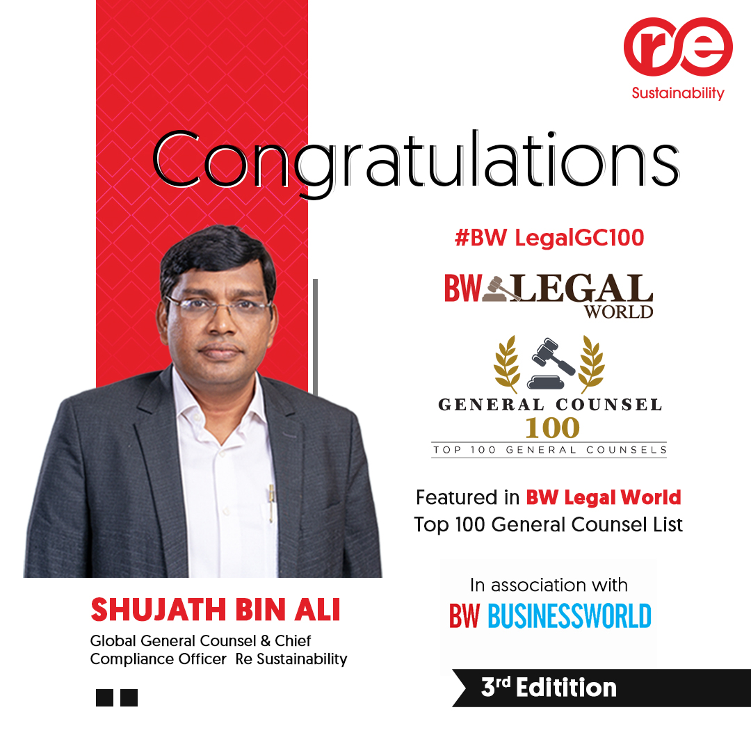 WeAre_Re's tweet image. We congratulate our Global General Counsel &amp;amp; Chief Compliance Officer, Mr. Shujath Bin Ali on being featured in the prestigious BW Legal World Top 100 General Counsels list of 2023.

#BWLegalGC100 #WeAreRe #BWLegalGCConclave2023
#BWLegalWorldGCConclave2023