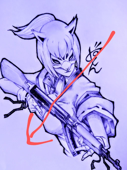  残念!左利きで今回アナログなので随時の様に描きました 
