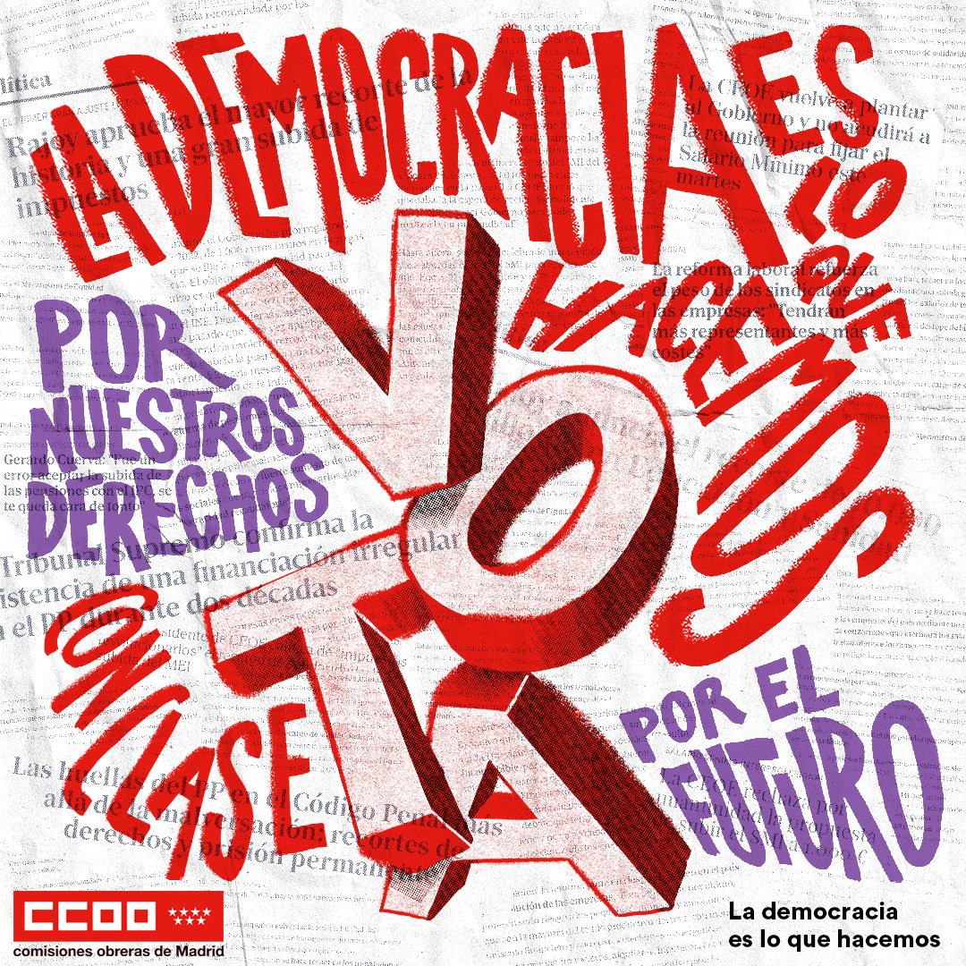 👋🏻La democracia es lo que hacemos

🗳️Por los derechos de todas y todos
🗳️Por el futuro

🔴El 23J se vota. Vota con sentido de clase

#Vota23J #MultiplicaTuVoto