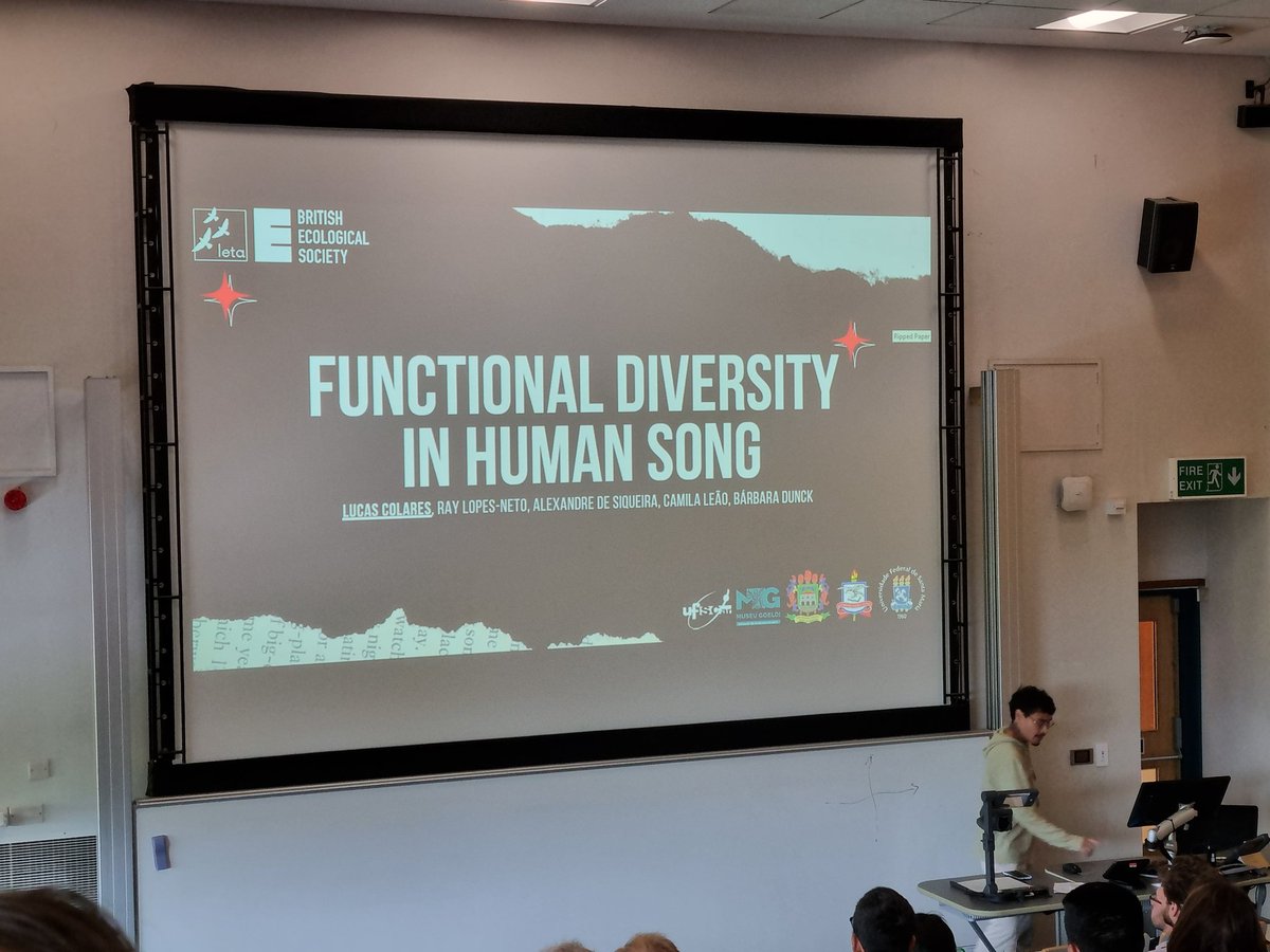 Lucas Colares: 58,000 songs, 14 functional traits, popularity data -> plot functional space for each artist! (E.g., Beyoncé has high functional richness, Lady Gaga has high functional divergence) -> functional diversity correlates with popularity!

#2023BESMacroBrum