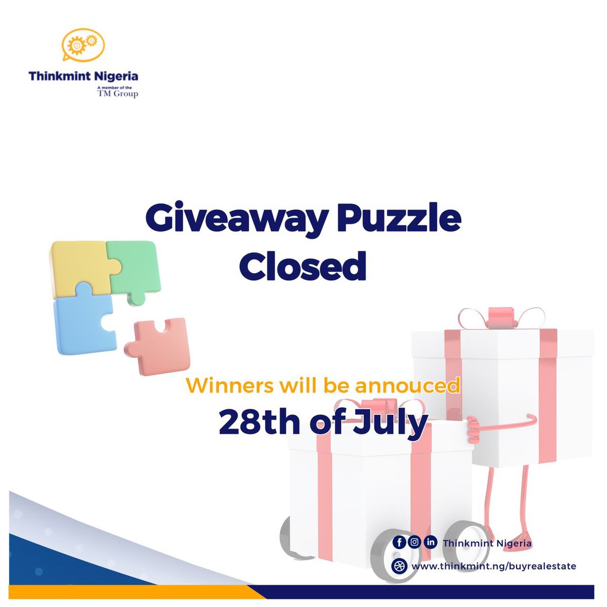 ThinkmintN's tweet photo. Thank you to everyone who participated in our giveaway! The entry period is now officially closed.
Our team is hard at work reviewing all the entries and selecting the lucky winners. Stay tuned as we'll be announcing them very soon
#thinkmintng #thinkminteu #buyrealestate https://t.co/jCsN5azctf