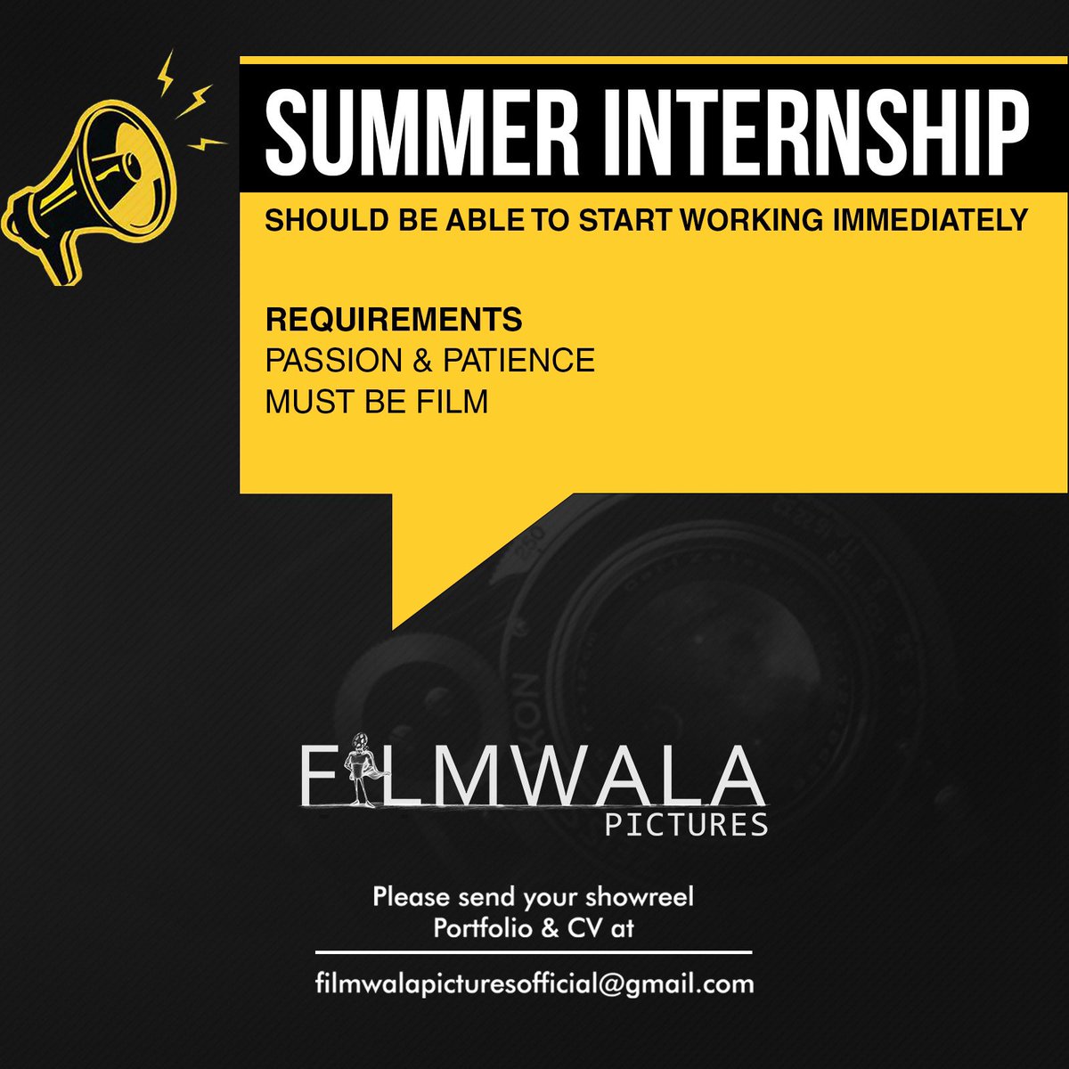 FilmwalaP's tweet photo. Summer internship program at Filmwala Pictures, aspiring filmmakers alert ! https://t.co/u7k4AzeXo2