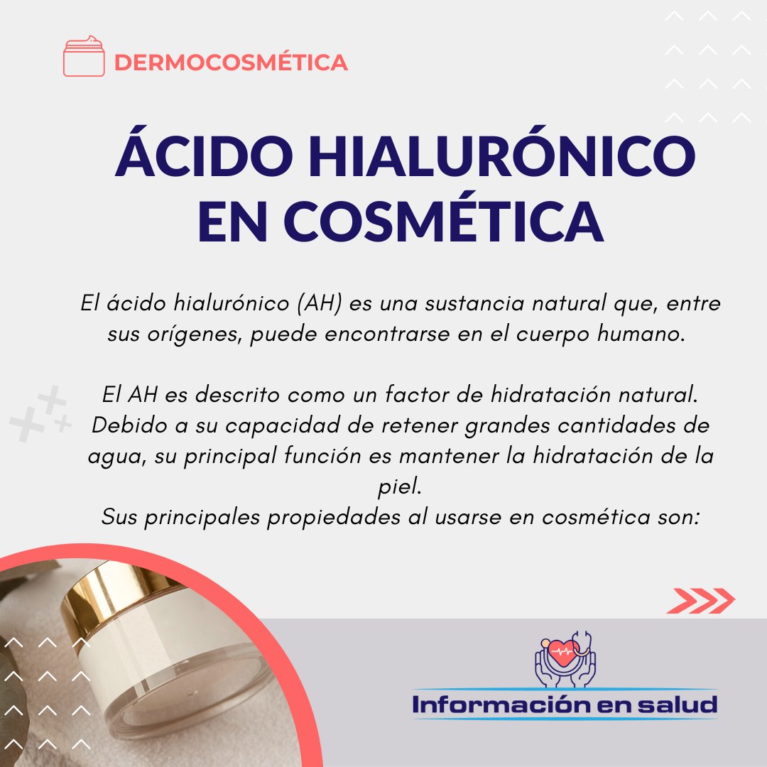 Info_salud0's tweet photo. 🌟 Descubre los poderes del ácido hialurónico en la cosmética 🌟 El ácido hialurónico (AH) es un glicosaminoglicano con increíbles beneficios para tu piel: 1️⃣ Hidratante, 2️⃣ Antienvejecimiento, 3️⃣ Antioxidante, 4️⃣ Protector solar, 5️⃣ Antiinflamatorio. https://t.co/x6u332GCO2 https://t.co/m1z9RVg3Kz