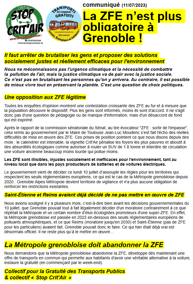 Collectif pour la gratuité des TC - Métro Grenoble tweet media