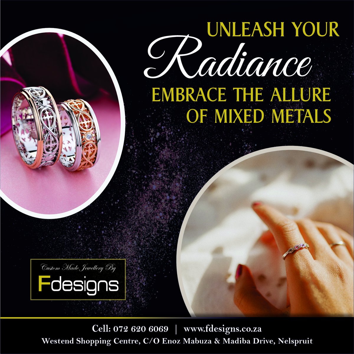 Unleash Your Edgy Side with Mix Metals Jewelry!💥✨

At Fdesigns, we believe in the power of mixing metals to add a touch of edginess and versatility to your style.
Visit us today!

#MixMetalsJewelry #FDesigns #EdgyStyle #VersatileFashion