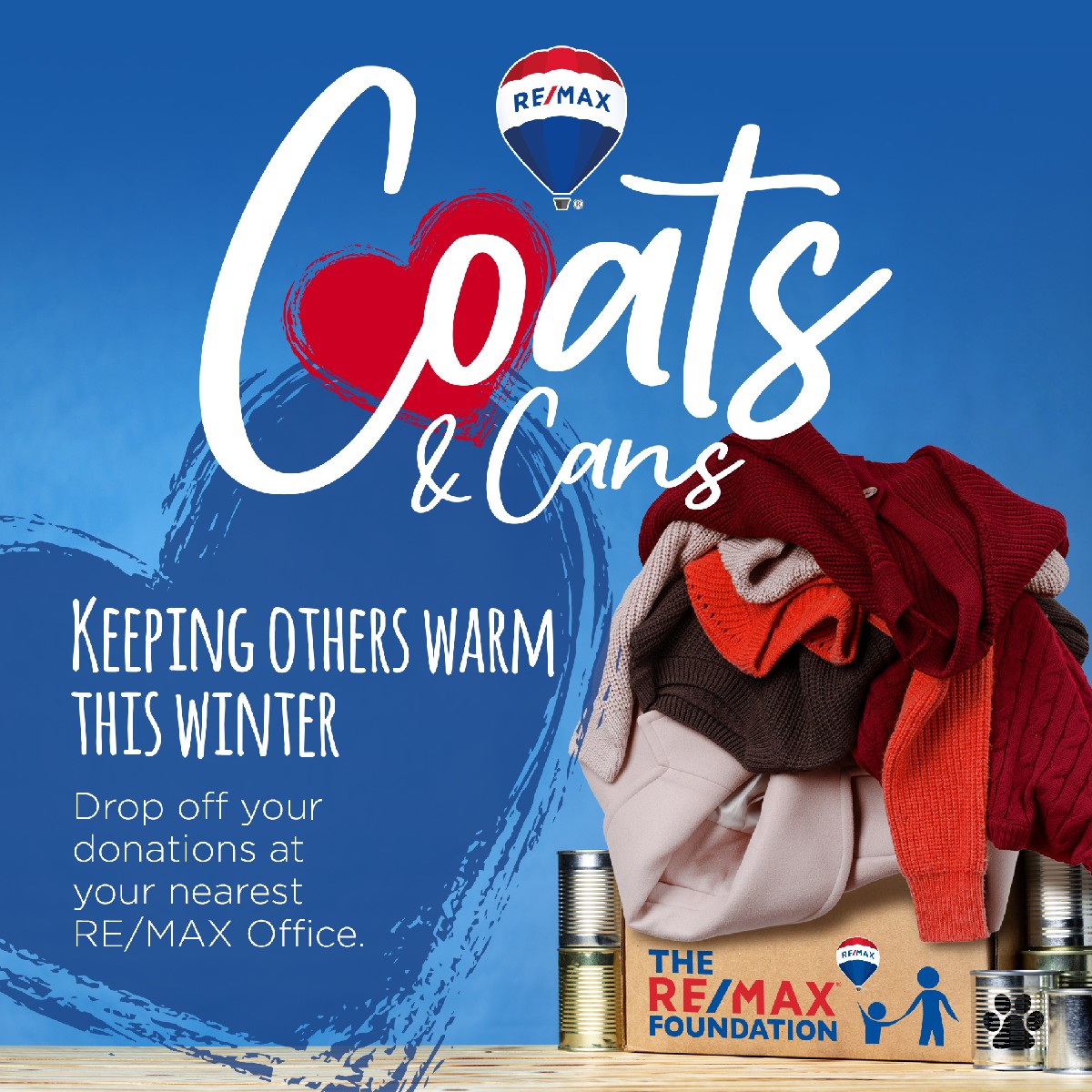 remaxsa's tweet photo. Take part in our annual Coats & Cans Drive. Simply drop off any warm clothing, non-perishable food as well as essential pet-care items at any of our participating offices nationwide.❄️🧣
#CoatsAndCansDrive #CommunitySupport #SpreadKindness #remaxsa #mandeladay https://t.co/cenIDuFz2n