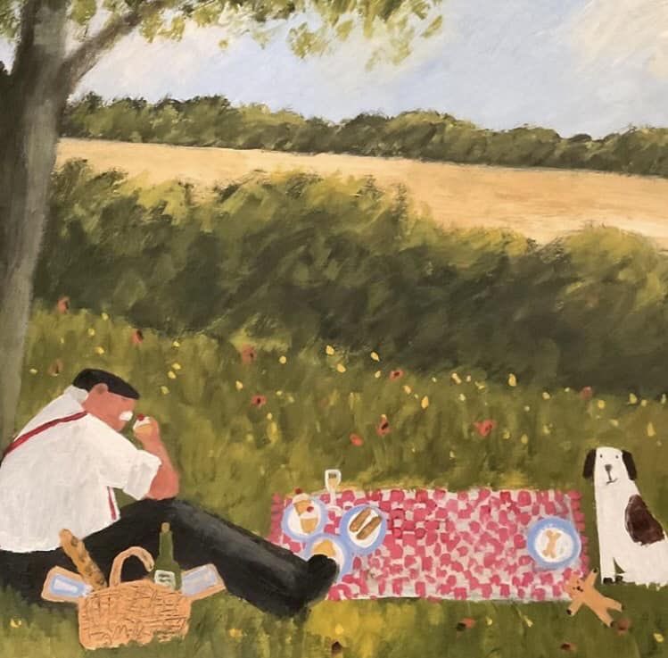 8 years of posting Gary Bunts paintings and there are still a lot I haven’t seen.   He was in the right place at the right time and his little old man and dogs appeals to everyone.  
He battled drugs and cancer and deserves the break he got 
Popular and prolific artist