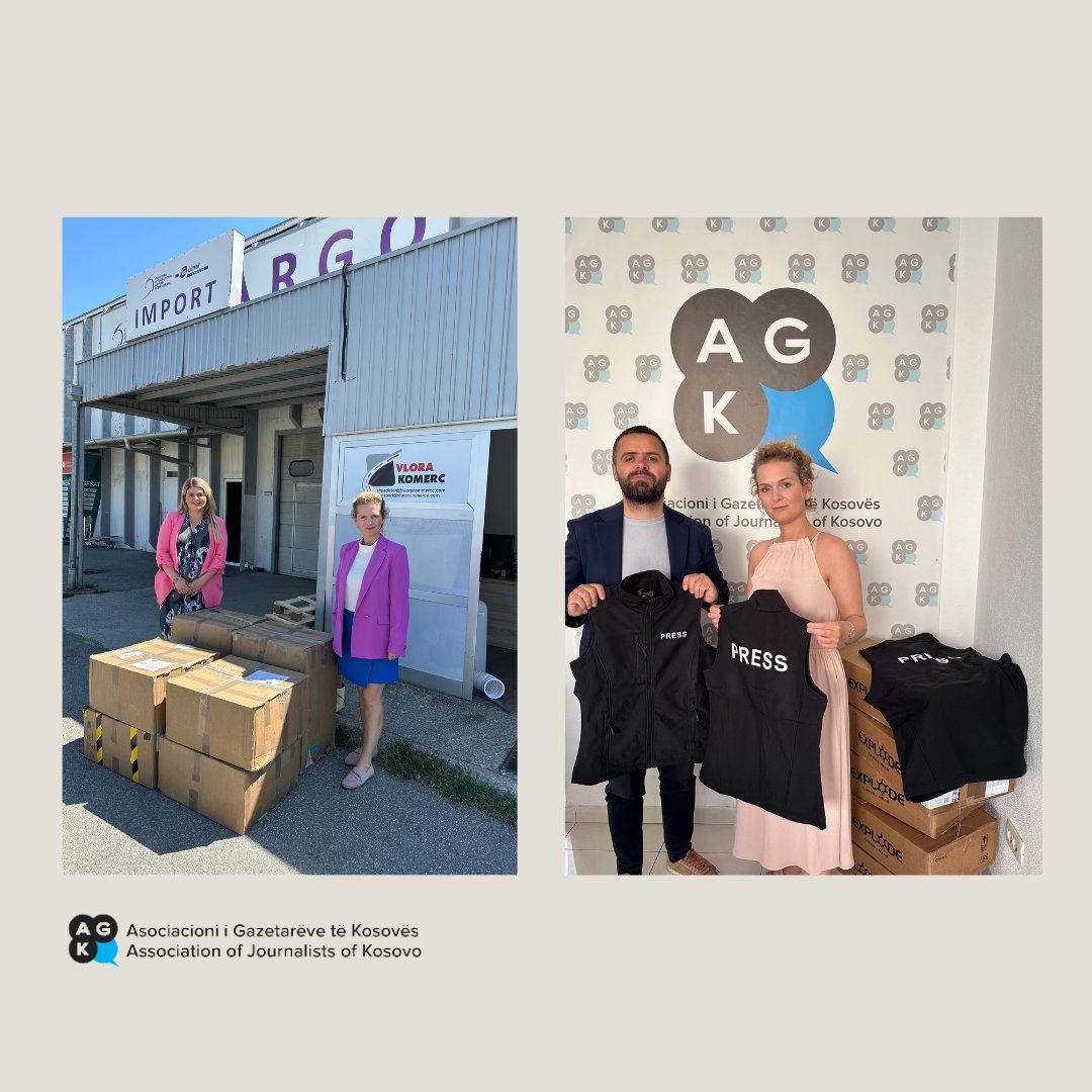 AGK_AJK's tweet photo. Me iniciativën dhe ndërmjetësimin e @fluturakusari - Zyrtare Ligjore në @ECPMF pranuam donacionin nga @freepressunltd mjete mbrojtëse për gazetarët që raportojnë nga terrenet me rrezikshmëri
#FPU #AJK #ECPMF https://t.co/eNbKN38nPb