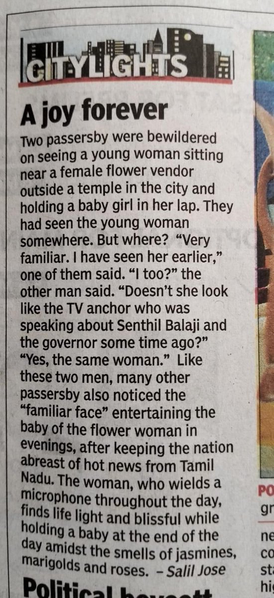 dharannniii's tweet photo. This is me ❤️

Initially, for a few days, I helped the female flower vendor by taking care of her baby for an hour or so while she was busy selling flowers. It has become a routine now. And it's the best part of my day

Thank you. This write up in the Times of India made my day! https://t.co/E3pY1fRbWx