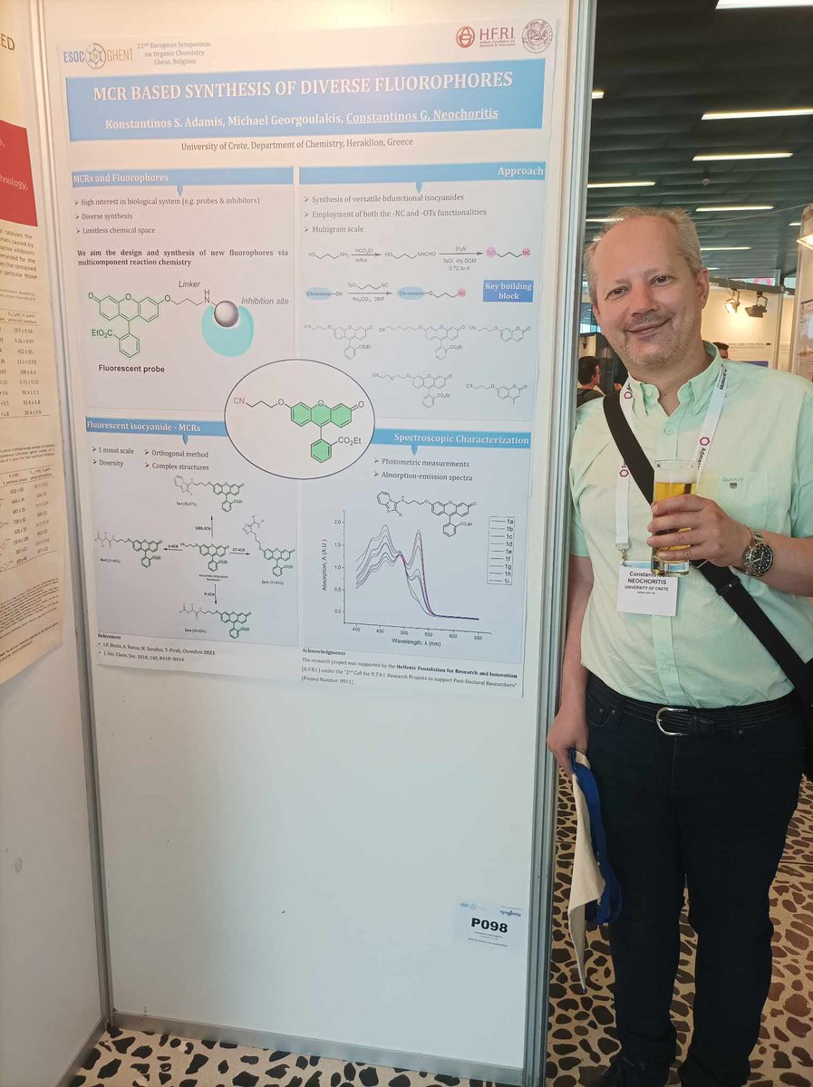 NeochoritisLab's tweet photo. ESOC2023🎉 Poster sessions 🎉
MCR-based synthesis of diverse fluorophores, artificial macrocycles and atropisomers @UOC_gr @ELIDEK_HFRI
#July2023 #MCRs #HFRI #neolab #UoC #MCRs #YIW2023 https://t.co/OCWrGJqV2Z