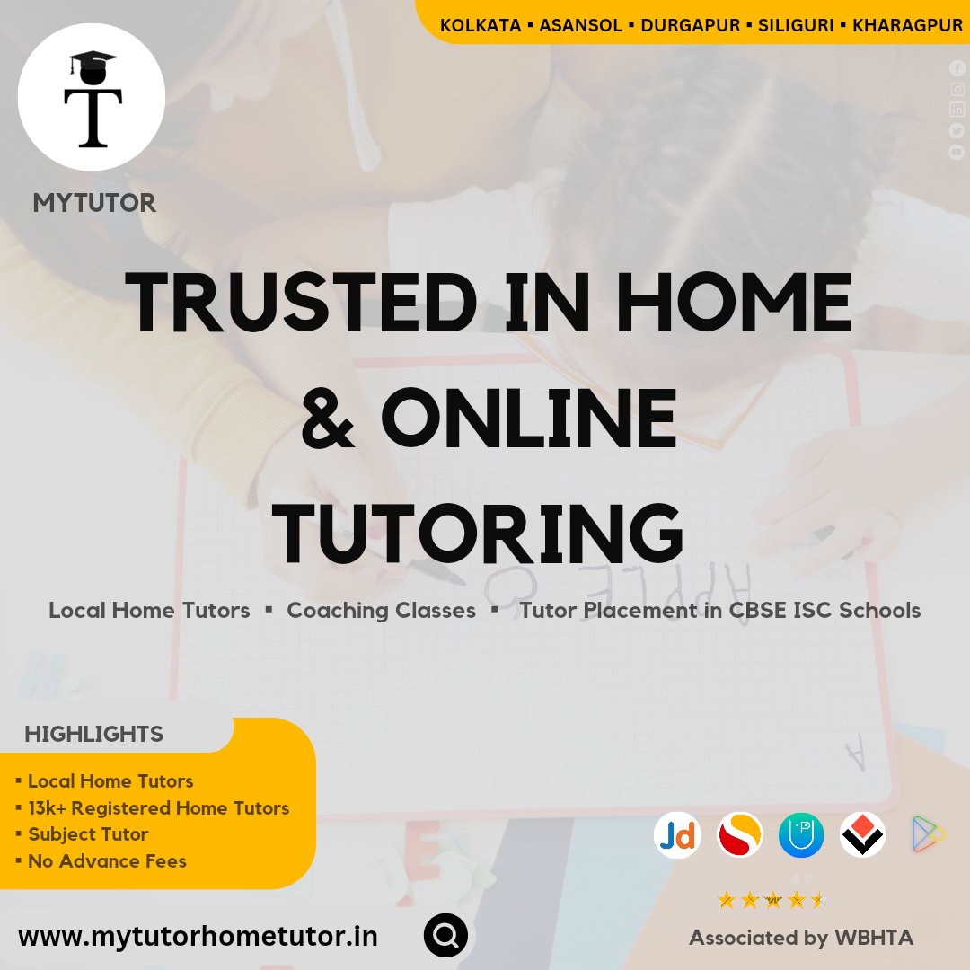 MyTutordotin's tweet image. 📣 Seeking Personalized Education?

 Look no further! 🎓

🏠 Welcome to MYTUTOR, your trusted local home tutor provider! 🏠 #mytutorhometutor