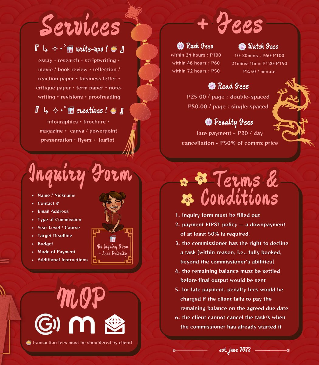 ໑ it’s Aji ♡꙼̈ ࿐
▸ 𖥻 pucca (뿌까) at your service ᵎᵎ 🥢

— Feel my love recipe as i help with your acad burdens. Check my comm sheet below and be guided by my T&amp;C!

✎ navigations :
feedback⌇ #vouches4aji
samples ⌇ ajifilescarrd.co
mail⌇callmeajinomoto@gmail.com