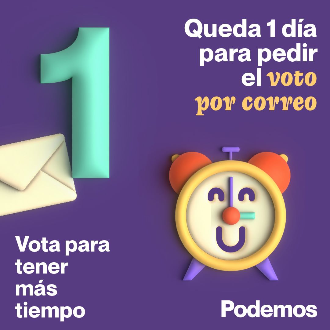Para ver más a tu familia que a tu jefe. 

Para salir una hora antes del trabajo. 

Para conquistar nuevos permisos para conciliar. 

‼️ Último día para pedir el voto por correo para unas elecciones en las que nos jugamos vivir mejor.