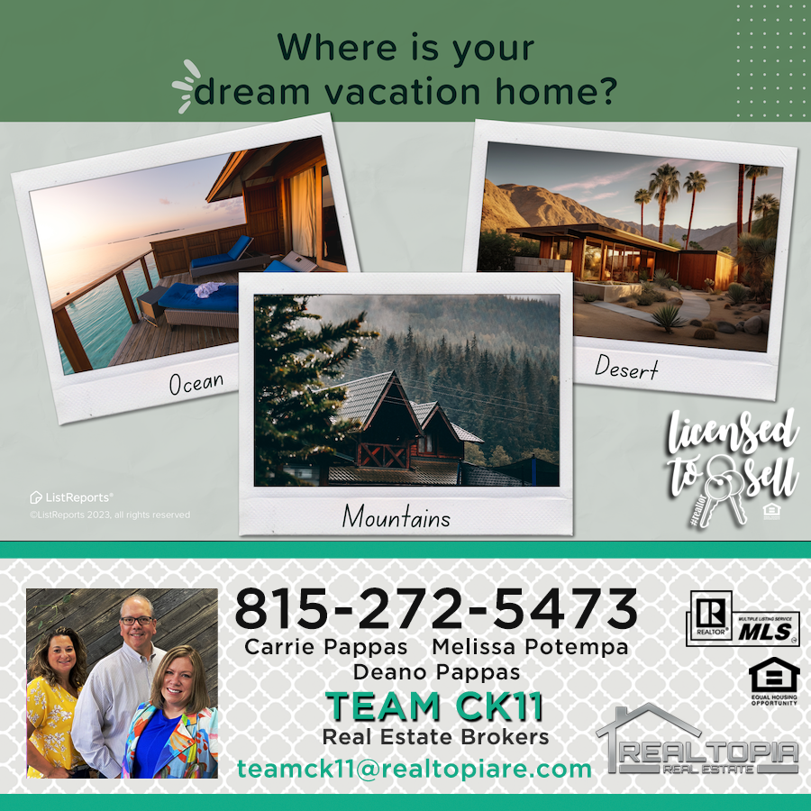 Ck11Team's tweet photo. Carrie Pappas and her TEAM CK11 - Realtopia Real Estate make Real Estate less complicated. 815-272-5473 #teamck11 #realtopia #happyhoming #sellwithteamck11 #buywithteamck11 https://t.co/z6VZTDC8Iz