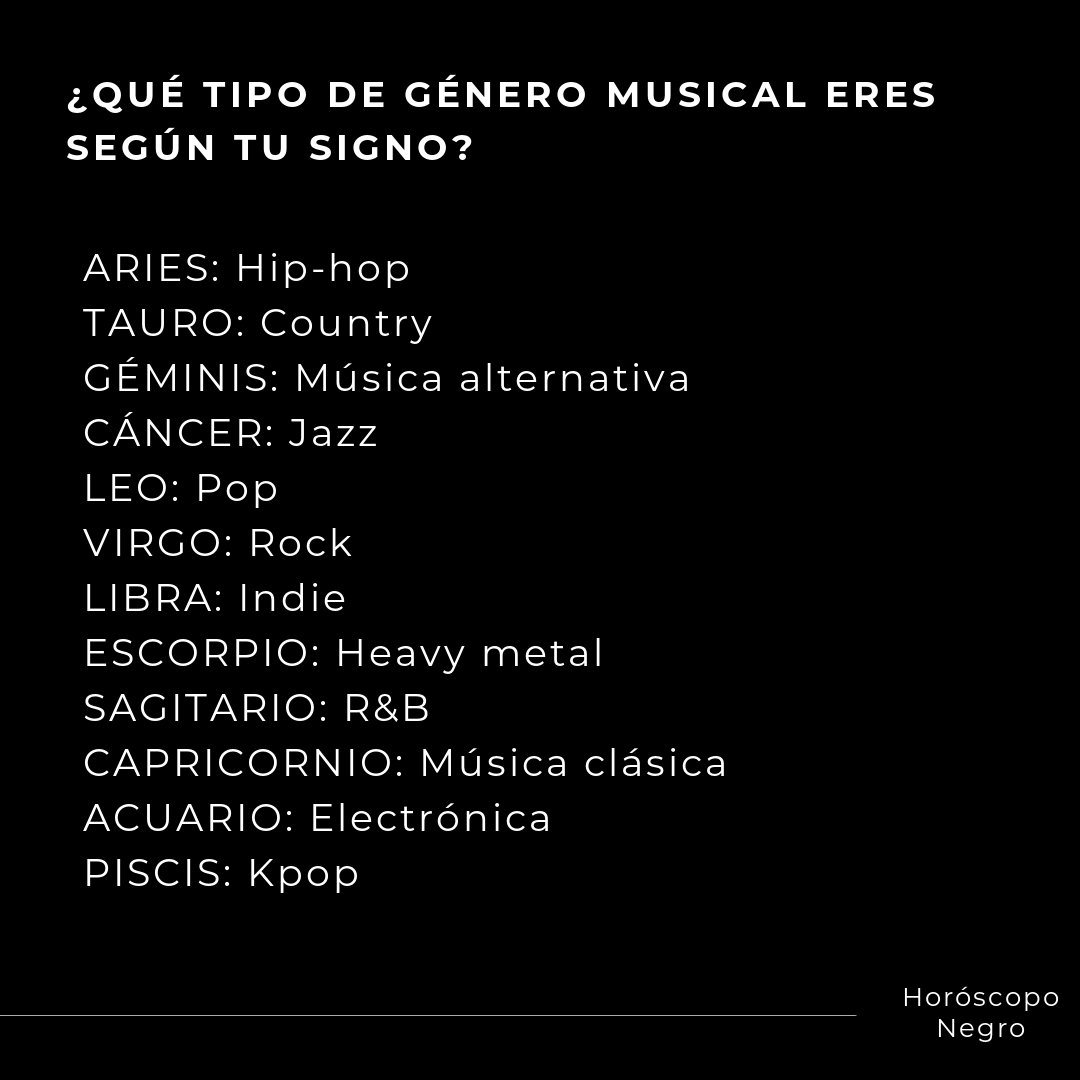 Horóscopo Negro on Twitter "¿Qué genero musical eres según tu signo