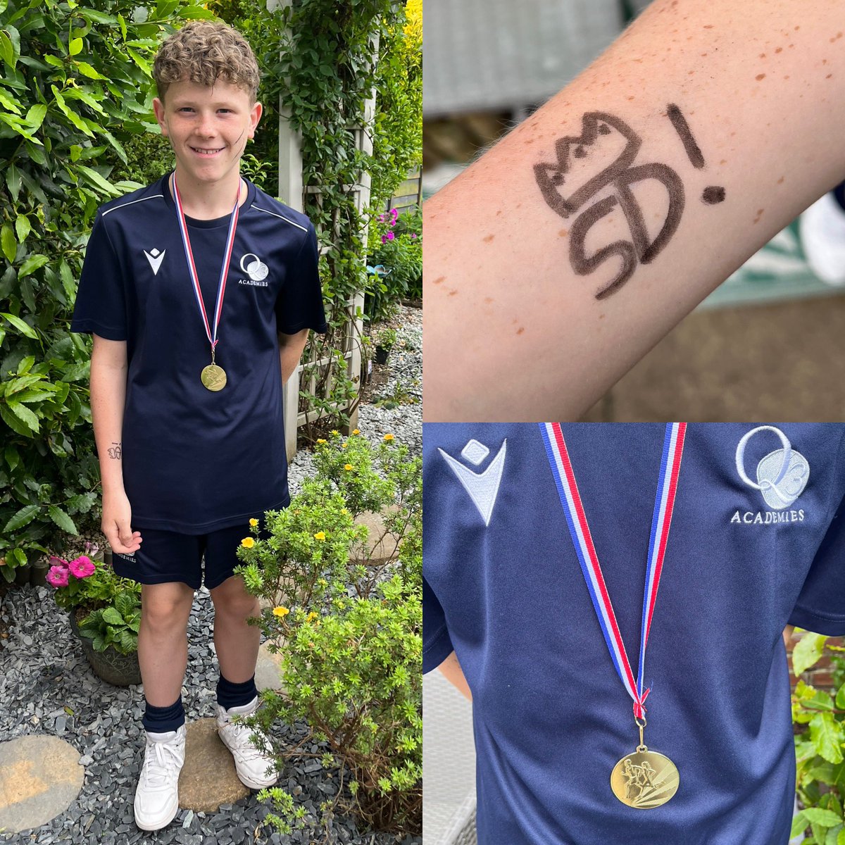 PhillV26's tweet photo. Go Social Design! Noah enjoyed his first sports day @q3langley today and even got himself a medal from coming 1st in the relay alongside #TeamSD 💙 https://t.co/MA93TdltZf