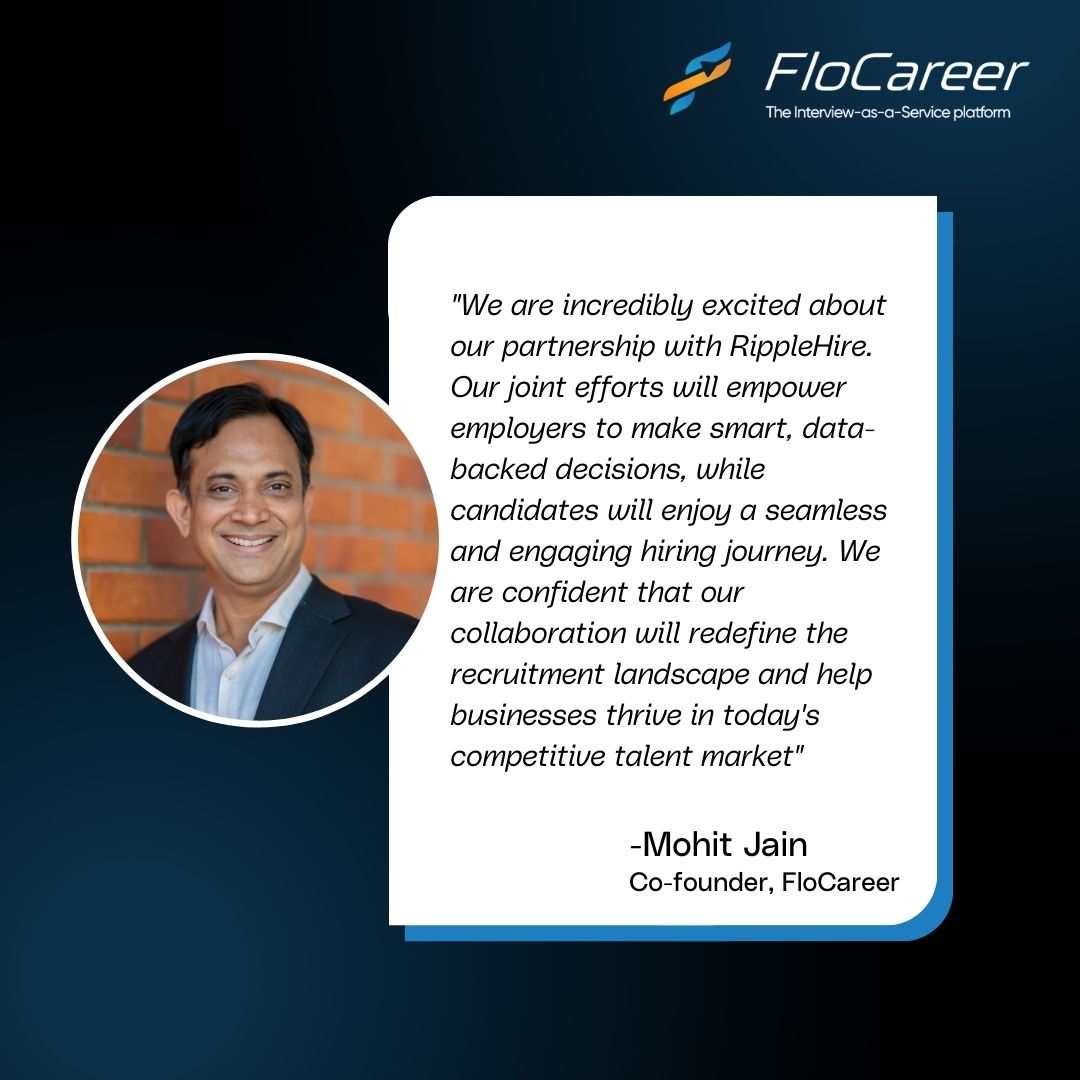 FloCareer's tweet image. Empowering employers to make smart and data-driven decisions with a game-changing partnership. Here is what our Co-founder Mohit Jain has to say about FloCareer and RippleHire coming together to solve critical hiring challenges.

#FloCareer #Interviewasaservice #Hiring #HRtech