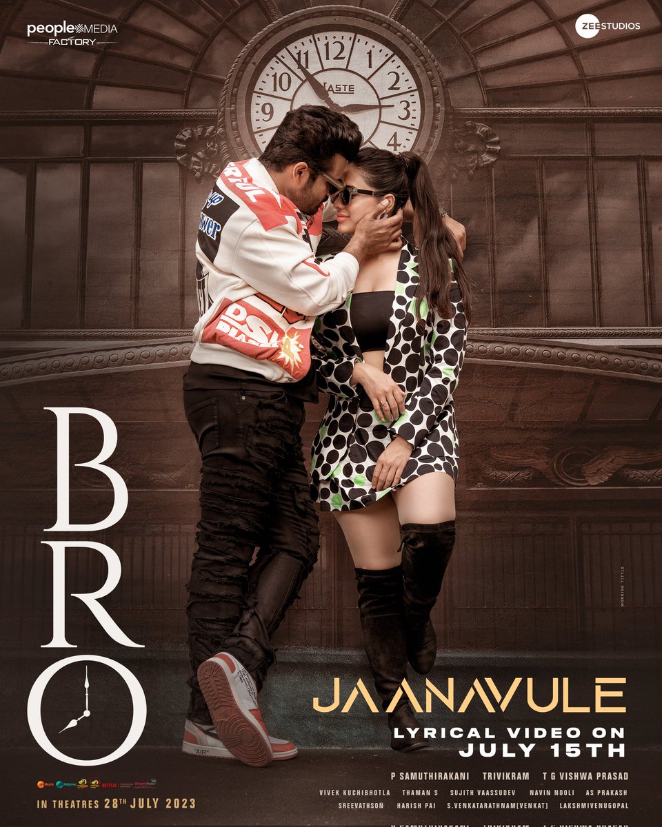 People Media Factory (@peoplemediafcy) on Twitter photo Get ready to immerse yourself in the symphony of love 🎶👩❤️👨
#Jaanavule - #BroTheAvatar 2nd Single Lyrical Video on July 15th 📣
Stay tuned to <a href="/MangoMusicLabel/">Mango Music</a> 🎧
<a href="/PawanKalyan/">Pawan Kalyan</a> <a href="/IamSaiDharamTej/">Sai Dharam Tej</a> <a href="/TheKetikaSharma/">Ketika Sharma</a> <a href="/thondankani/">P.samuthirakani</a> <a href="/MusicThaman/">thaman S</a> <a href="/vishwaprasadtg/">Vishwa Prasad</a> <a href="/vivekkuchibotla/">Vivek Kuchibhotla</a> Get ready to immerse yourself in the symphony of love 🎶👩❤️👨
#Jaanavule - #BroTheAvatar 2nd Single Lyrical Video on July 15th 📣
Stay tuned to <a href="/MangoMusicLabel/">Mango Music</a> 🎧
<a href="/PawanKalyan/">Pawan Kalyan</a> <a href="/IamSaiDharamTej/">Sai Dharam Tej</a> <a href="/TheKetikaSharma/">Ketika Sharma</a> <a href="/thondankani/">P.samuthirakani</a> <a href="/MusicThaman/">thaman S</a> <a href="/vishwaprasadtg/">Vishwa Prasad</a> <a href="/vivekkuchibotla/">Vivek Kuchibhotla</a>