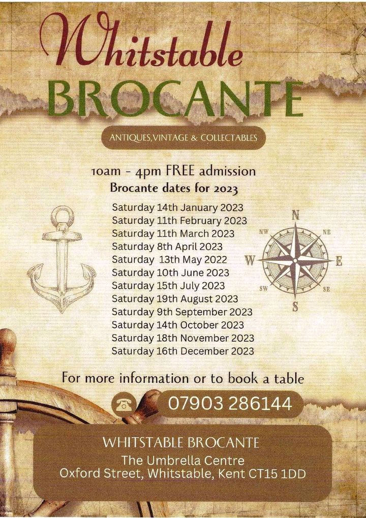 Whitstable Brocante this weekend! Come along to St Marys Hall from 10am to find antiques, vintage and collectables. #Whitstabletogether