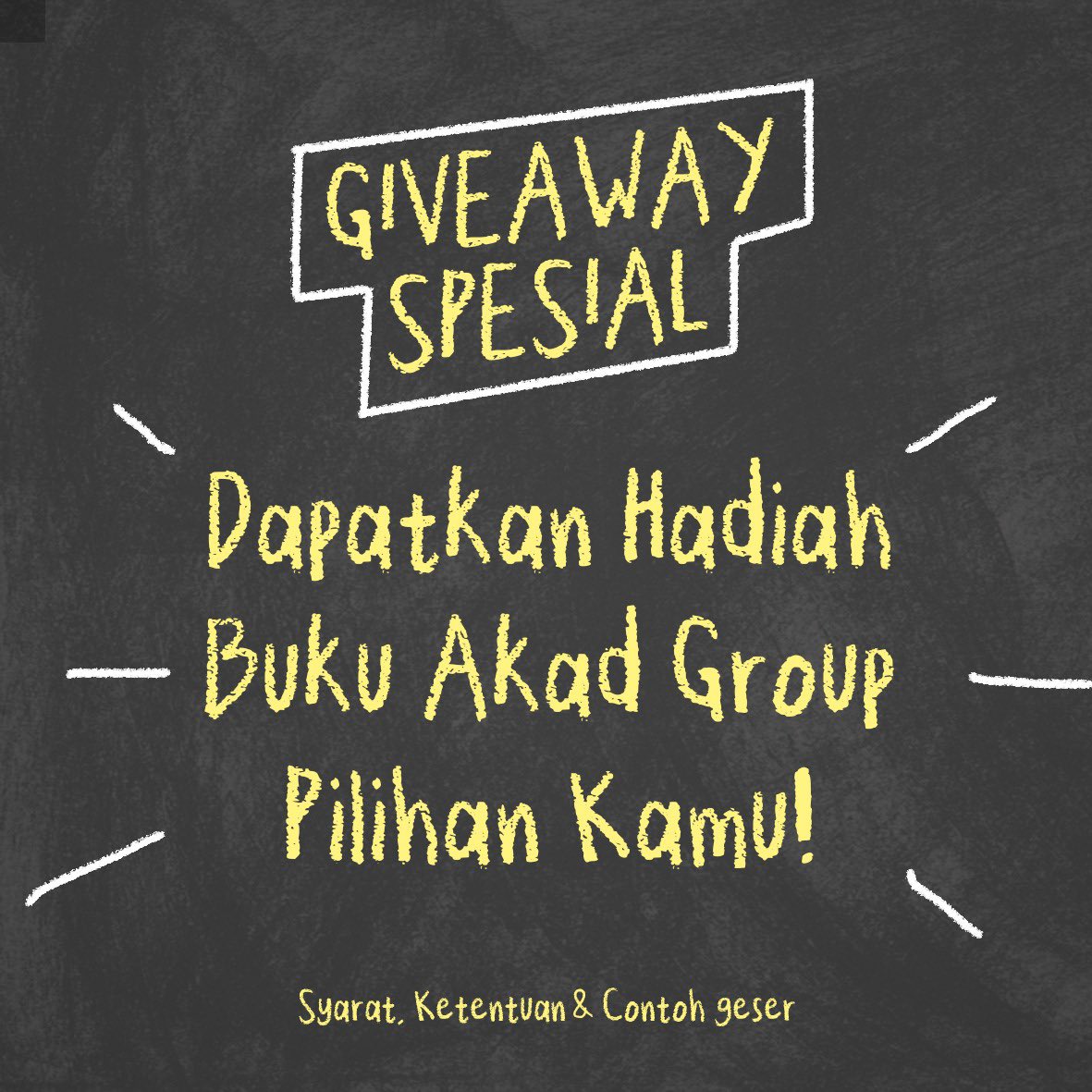 id_akad's tweet photo. ✨ GIVEAWAY SPESIAL ✨

 Dapatkan Hadiah Buku Akad Group Pilihan Kamu!

 Syarat, Ketentuan dan Contoh bisa dilihat dibawa ini : 
 
#AkadGiveaway https://t.co/lH7jUWjm3J