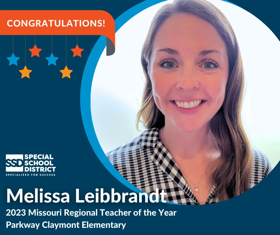 🎉 Congratulations to Melissa Leibbrandt, 2023 Missouri Regional Teacher of the Year! 🎉 
Leibbrandt is a resource teacher at <a href="/ParkwaySchools/">Parkway Schools</a>' Claymont Elementary School and is one of 10 teachers from the St. Louis region who were selected by DESE.
bit.ly/44la0J1