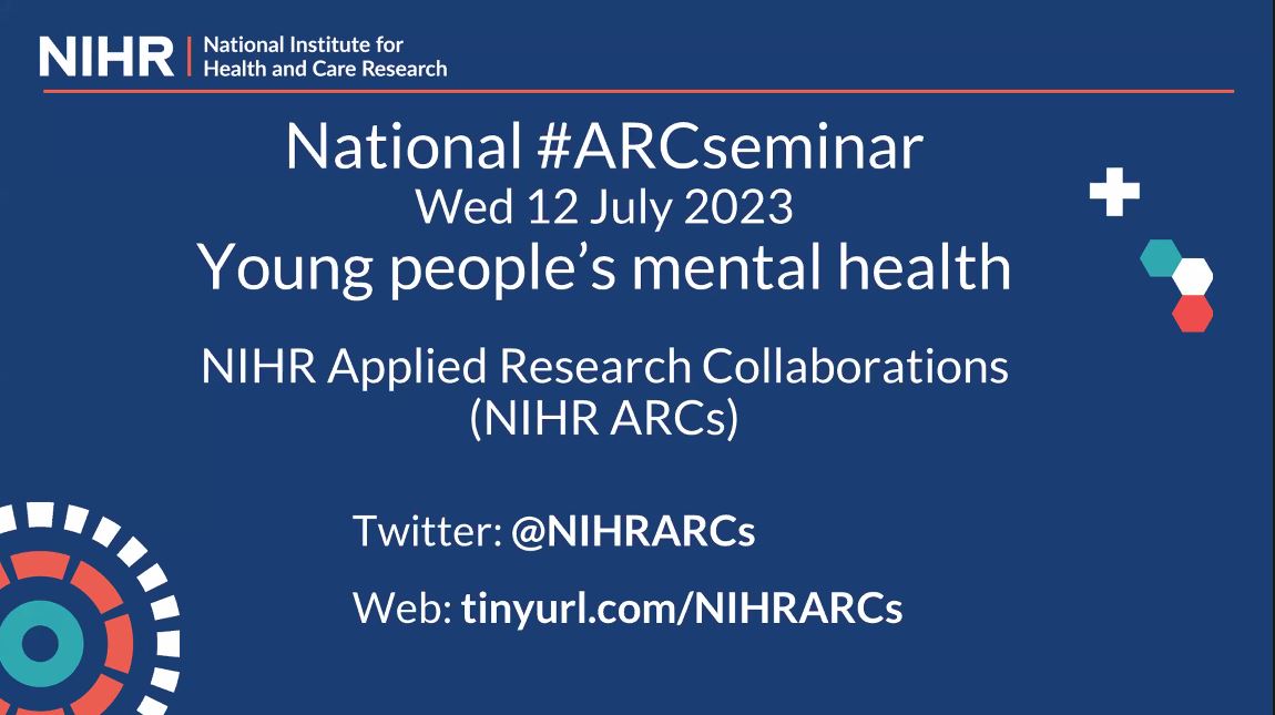 🚨The 3⃣rd #NIHRARCs #ARCseminar, chaired by @ARC_EoE's @Tamsin_J_Ford, is finally here ❗️

This webinar will explore young people's #MentalHealth with talks from:
📱@ARC_nt's Dr @ruthplackett
🚸@ARC_EoE's Dr Brioney Gee
🌄@Peninsula_ARC's Dr @gbjornstad 

eventbrite.com/cc/nihr-arcs-n…