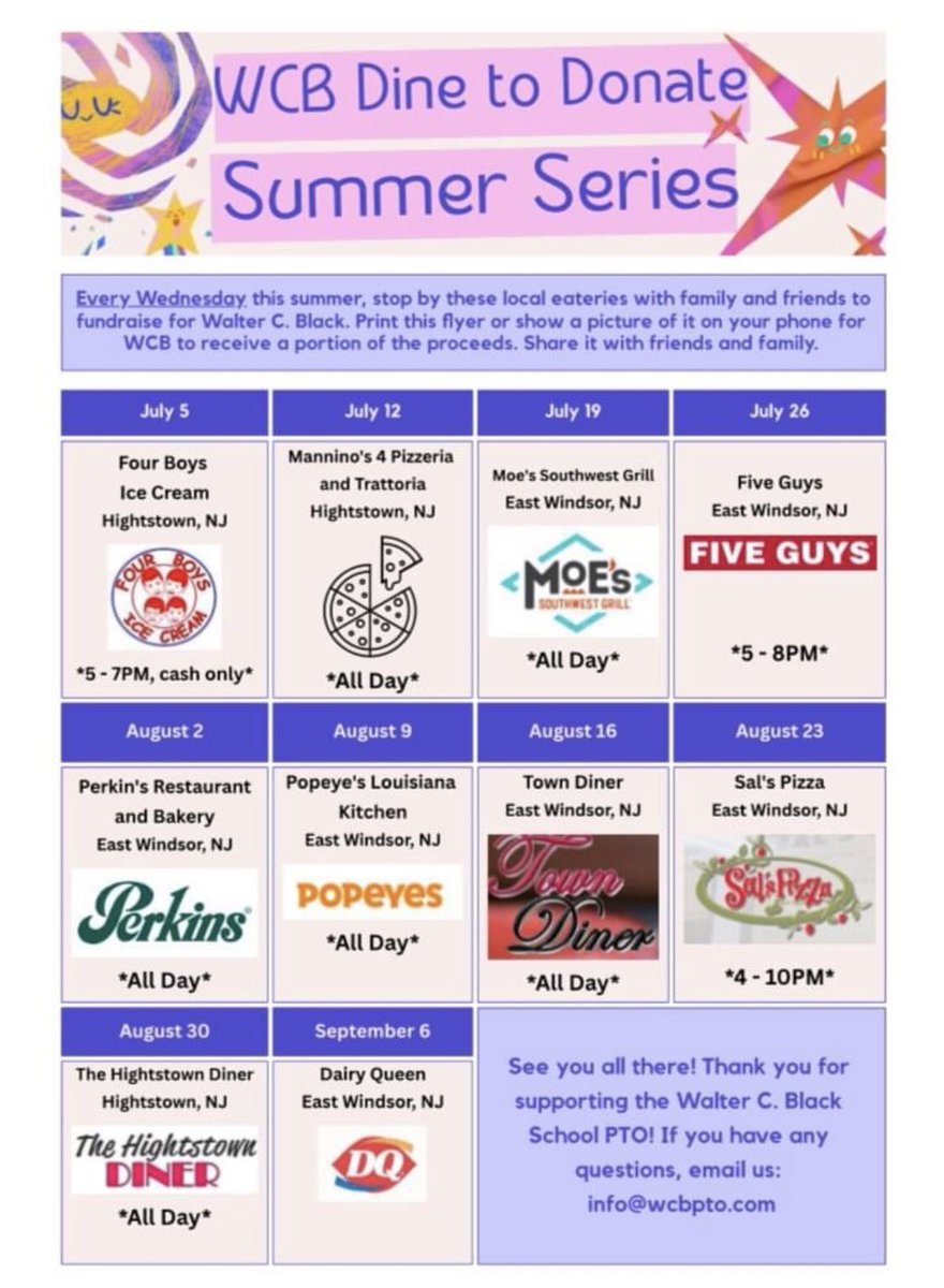 Come out and support the WCB PTO all day today by visiting Mannino’s 4 and show the attached flyer! 🍕 #dinetodonate