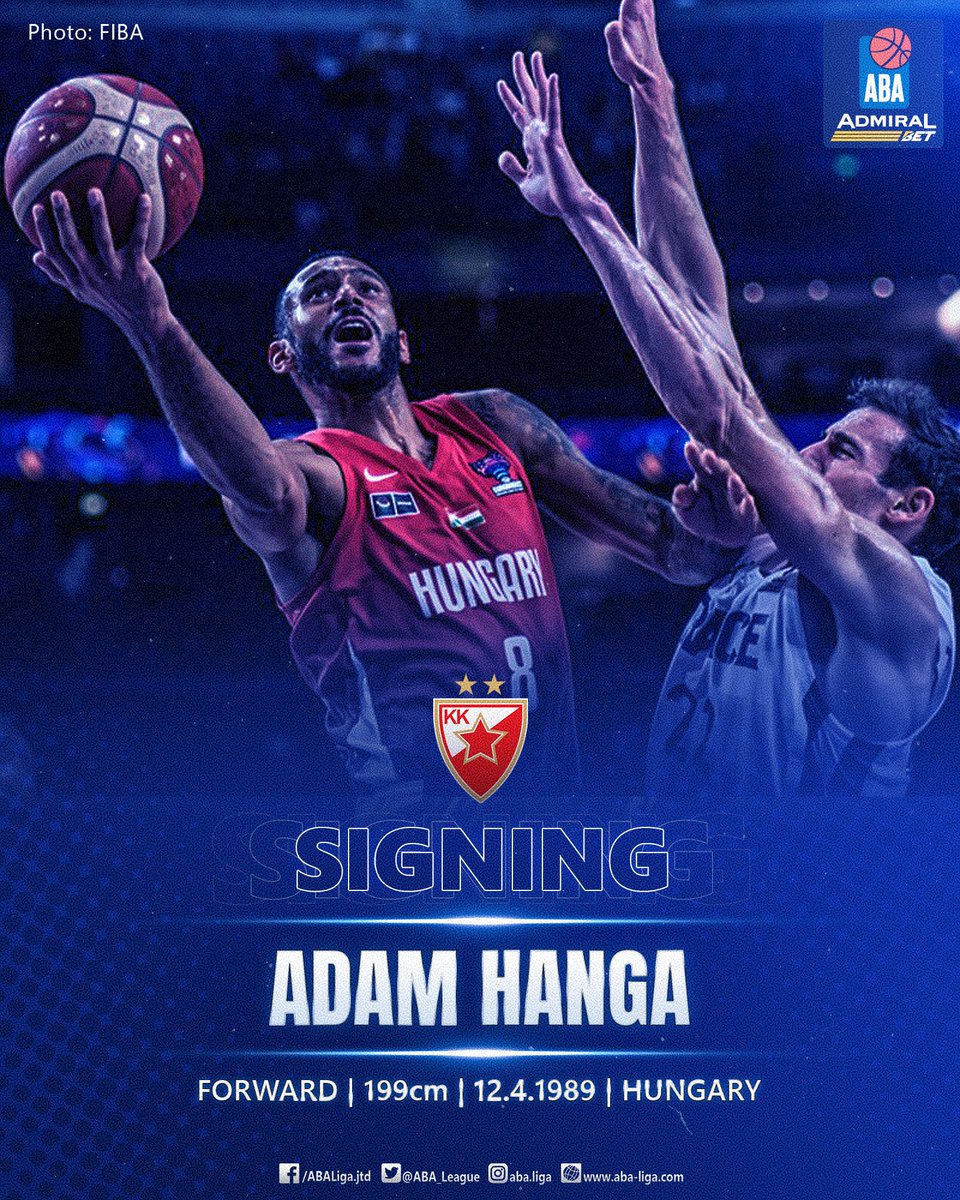 ABA_League's tweet photo. IT'S OFFICIAL: @kkcrvenazvezda signed with Adam Hanga! Welcome to AdmiralBet #ABALiga!

More at: https://t.co/RD7cZyLaFE https://t.co/7YajujYdRu