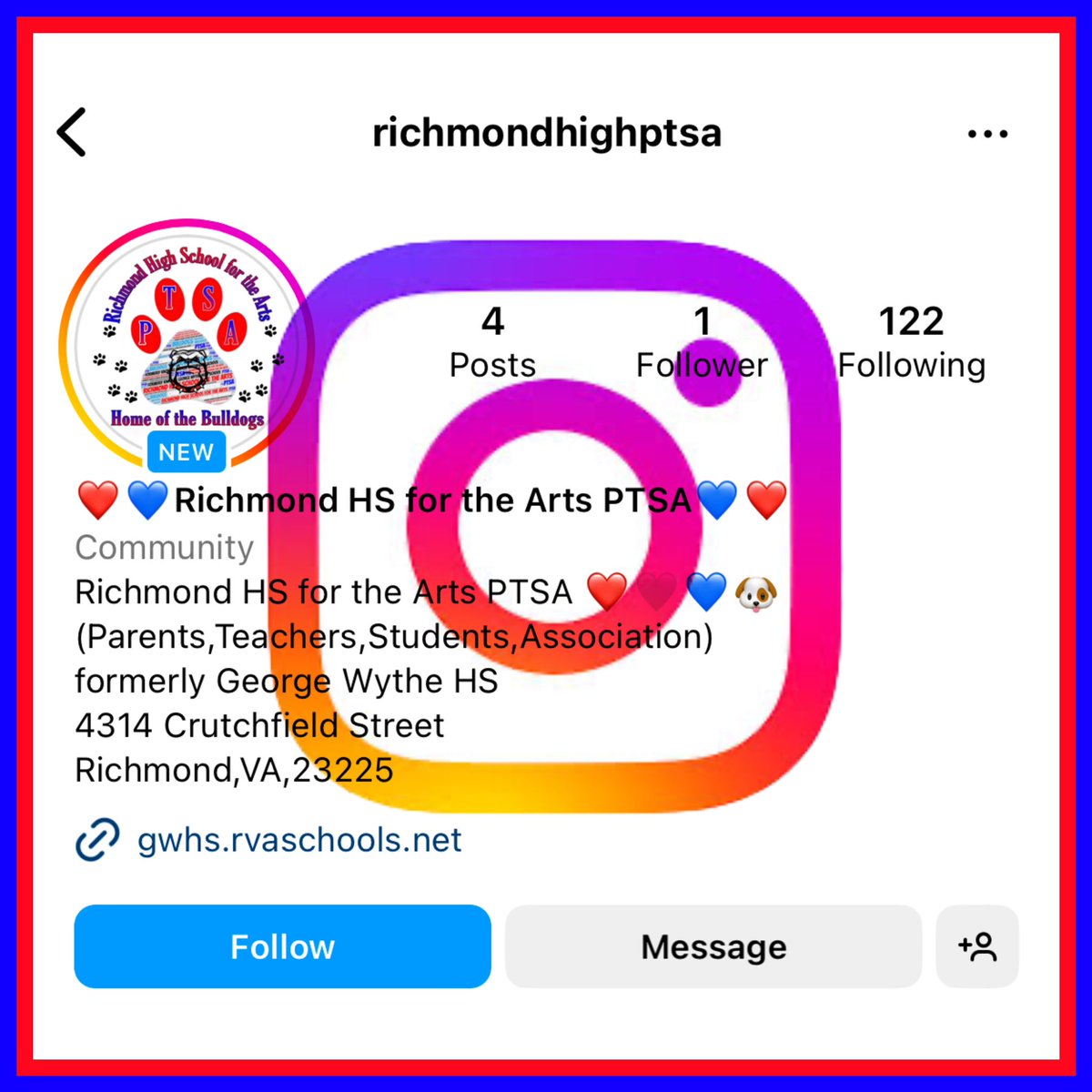TishaErby's tweet photo. To a New Beginning! Come #jointheptsa at #RichmondHighSchoolfortheArts formerly #GeorgeWytheHighSchool #RHSAPTSA #RichmondHighPTSA #PTSA Parent,Teacher,Student Association. @KevinOlds7 @bulldogfamily_ β€οΈπ€ππΆ Follow us on Instagram & Like us on Facebook https://t.co/CZhQ4Z0Df4