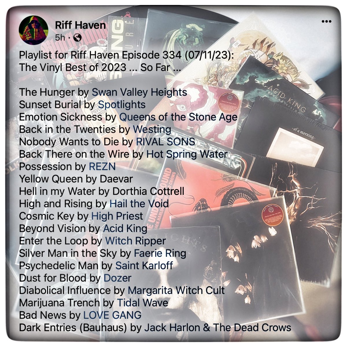 RiffHaven's tweet photo. #RiffHaven #Radioboise #SwanValleyHeights #Spotlights #QOTSA #Westing #RivalSons #HotSpringWater #Rezn #Daevar #DorthiaCottrell #HailtheVoid #HighPriest #AcidKing #WitchRipper #FaerieRing #SaintKarloff #Dozer #MargaritaWitchCult #TidalWave #TheLoveGang #jackharlonandthedeadcrows https://t.co/Nb7xUFwgG7