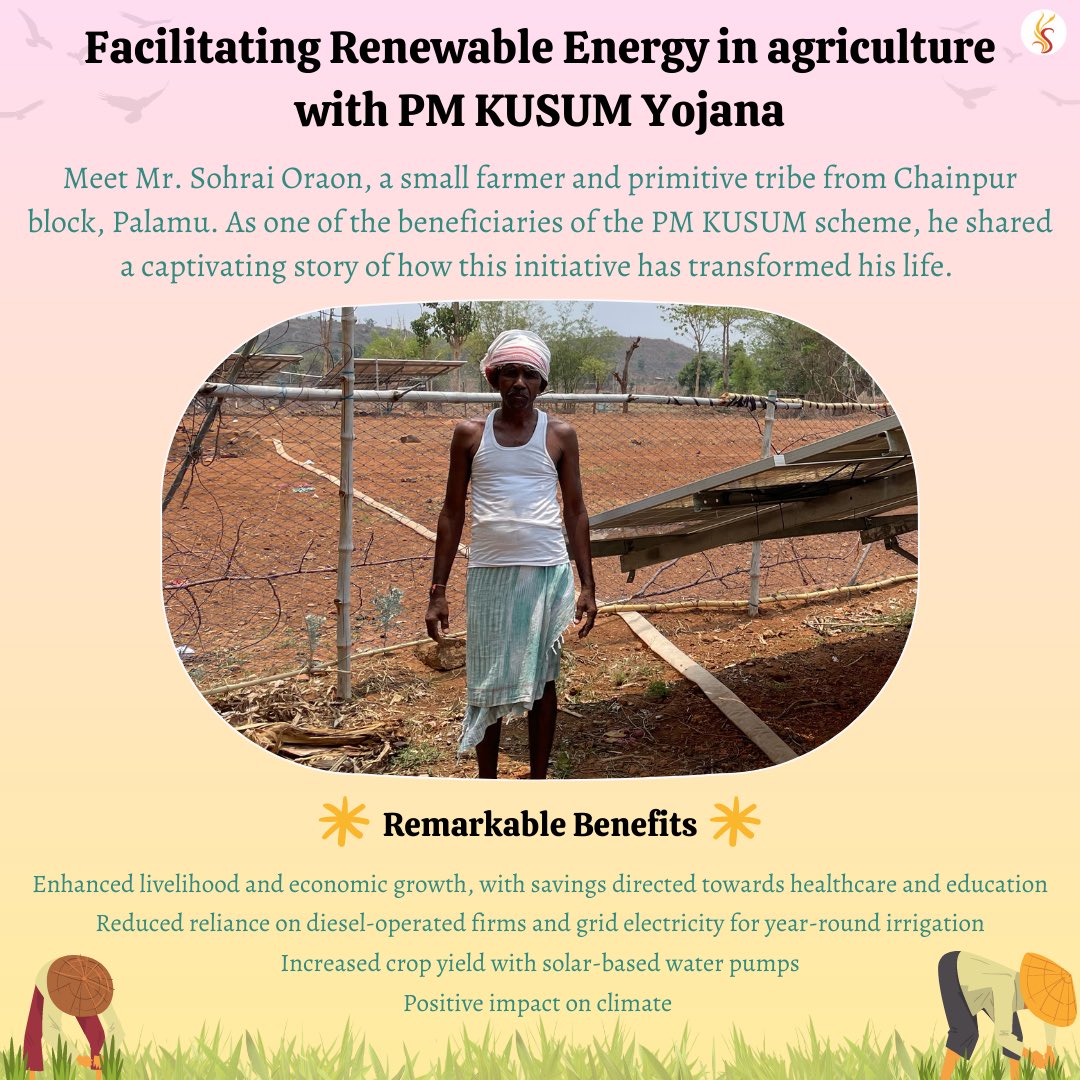 Swaniti's tweet photo. 🌱 Empowering Farmers, Transforming Lives 🌾
With PM KUSUM Yojana, our associate @vickysinghhh is driving sustainable progress by coordinating smooth and fast solar based water pump installations, generating awareness, and providing post-installation support.  🌍💡 https://t.co/4bJynvzTtL