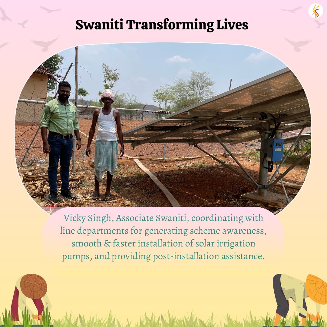 Swaniti's tweet photo. 🌱 Empowering Farmers, Transforming Lives 🌾
With PM KUSUM Yojana, our associate @vickysinghhh is driving sustainable progress by coordinating smooth and fast solar based water pump installations, generating awareness, and providing post-installation support.  🌍💡 https://t.co/4bJynvzTtL