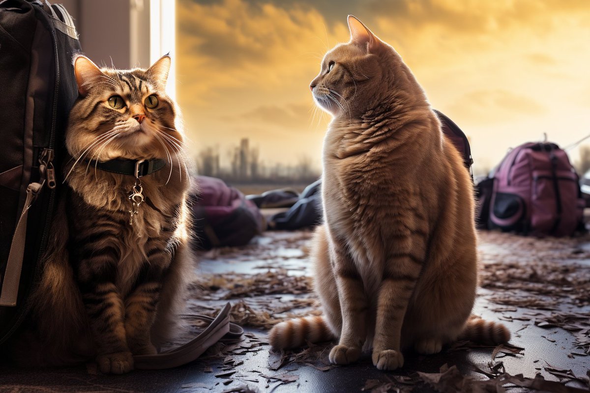 Davestator85's tweet image. Cats have packed their bags and are ready for an adventure! #midjourney #kitties #backpacktravel