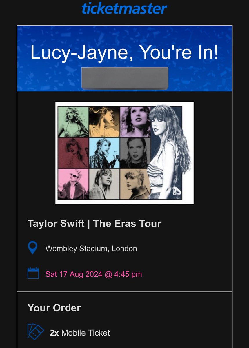 enyajycul's tweet photo. 😭😭😭 a second eras show secured, i can’t believe it https://t.co/xQ9i7pSIGp