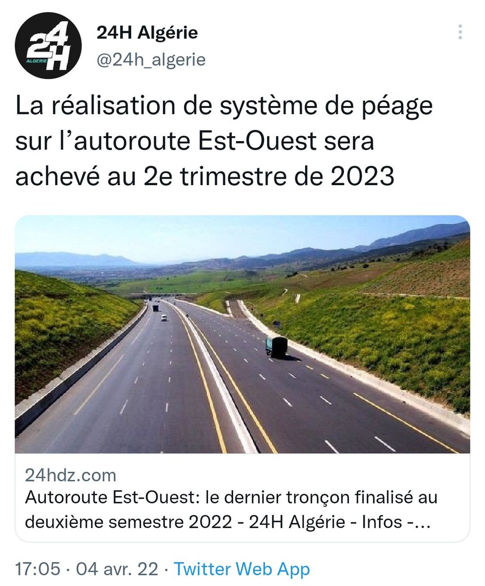 ONAPNT's tweet photo. Les stations de péage de l'autoroute Est-Ouest promises avant fin juin 2023.
Promesse Non Tenue.
#ONAPNT https://t.co/J5BLRqjWED