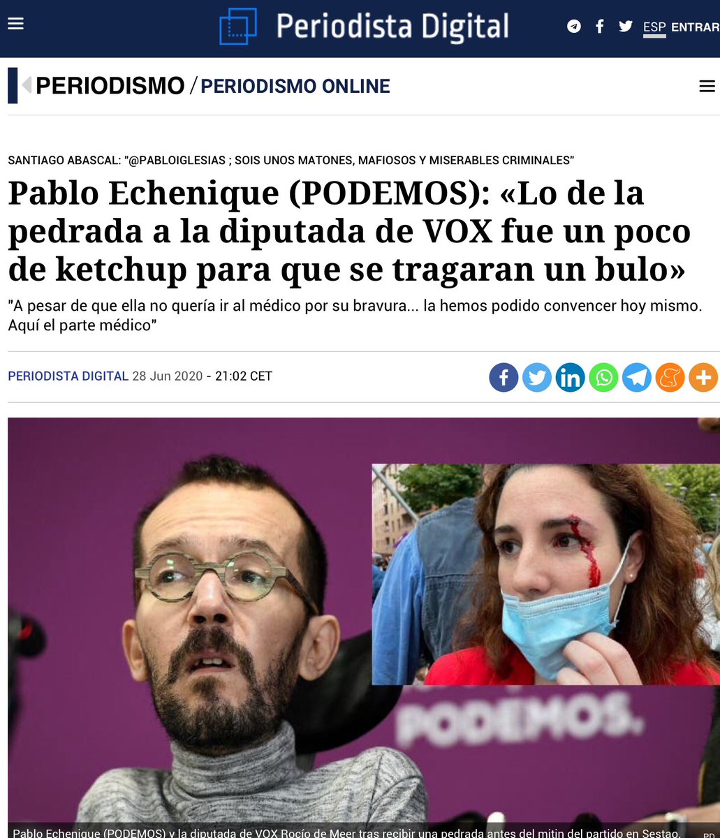 AL PERIODISTA NO LE HA ATACADO NADIE, LOS CIUDADANOS LIBRES QUIEREN QUE LES ENFOQUE LA CÁMARA PARA DECIR #QueTeVoteTxapoteSanchez 
SIN EMBARGO, LA AGRESION QUE SUFRIÓ LA SRA. MER, PARA TI FUE KETCHUP 💁‍♀️😡