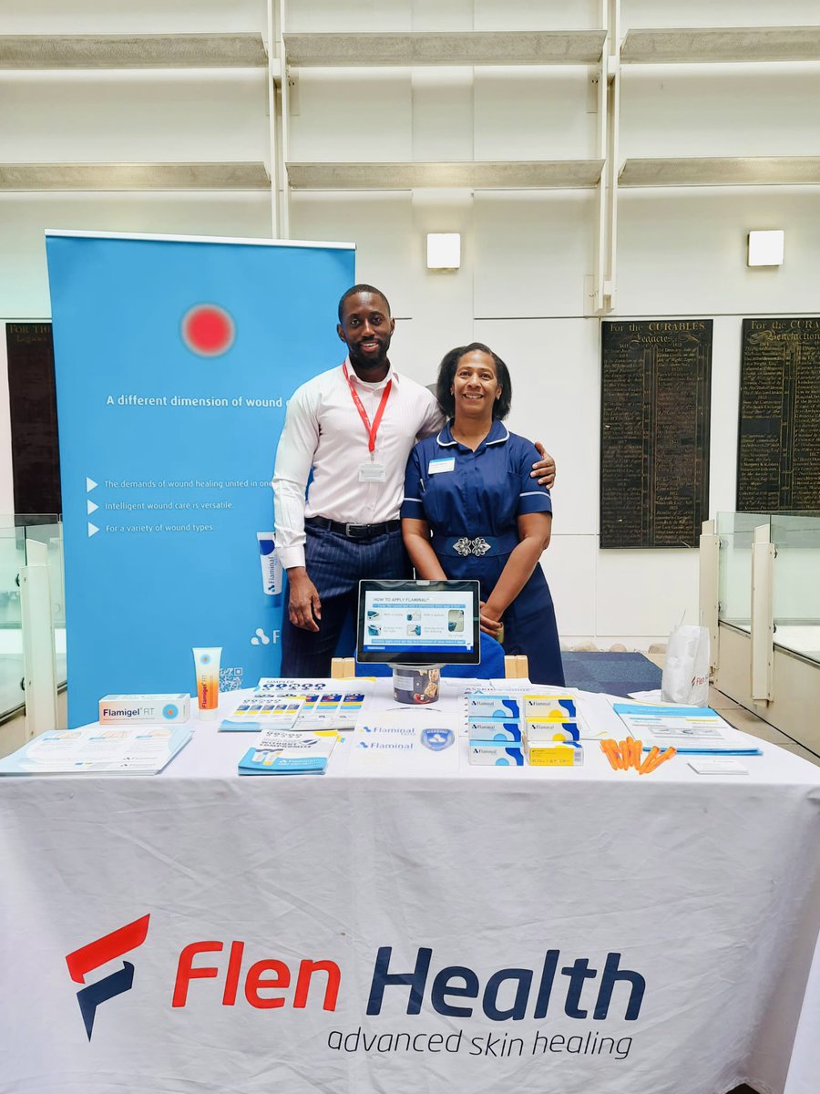 Zack_flenhealth's tweet photo. We are proud to be supporting the @ChelwestFT Chelsea &amp; Westminster Tissue Viability wound care formulary launch that’s taking place today in the atrium. If you are in the trust, please do stop by to learn how #Flaminal can help your wound care needs. #IAmFlenHealth #FlamigelRT https://t.co/9auz4yI2g7