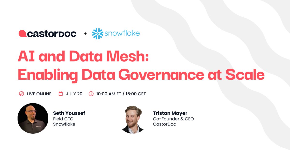 Join <a href="/SnowflakeDB/">SnowflakeDB</a> and <a href="/castordoc_data/">CastorDoc</a> for a panel discussion covering key strategies for data leaders to responsibly implement a Data Mesh architecture while leveraging AI.

👉 Register this way: hubs.ly/Q01Xn3P00