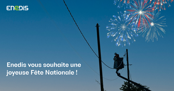 Même le #14Juillet de jour comme de nuit, les équipes d'<a href="/enedis/">Enedis</a> en #Bretagne sont mobilisées sur le terrain pour garantir l'#électricité 24h/24 et 7j/7. En cas de panne, contactez le 09 726 750 + N° de département.

Bonne fête nationale 🎉 ! #ServicePublic #Proximité