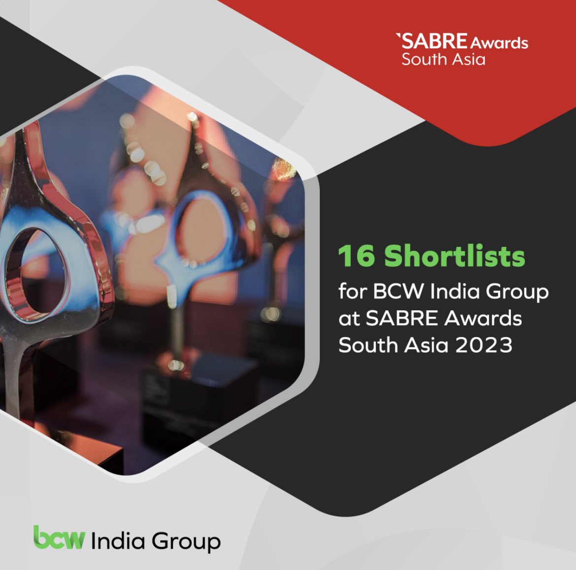 Proud moment! We have 16 shortlisted nominations at SABRE Awards South Asia 2023! Here's wishing our teams and clients congratulations and all the best for the awards night!