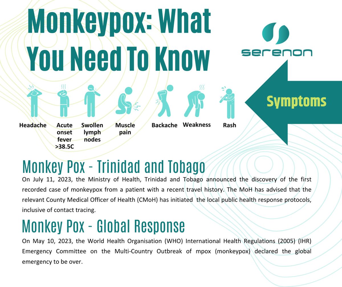 SerenonGrp's tweet photo. The @MOH_TT has announced the discovery of Trinidad and Tobago’s first recorded monkeypox case and all public health protocols have been triggered. Here is some information on #mpox https://t.co/FQSszIpHnv